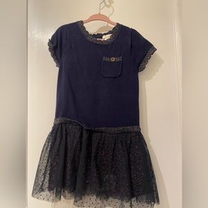 Lilly wicket toddler girl navy sweater dress with toulle skirt size 3t
